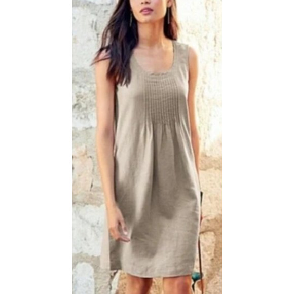 Hill Dresses Hill French Linen Aline Gray Tank Dress